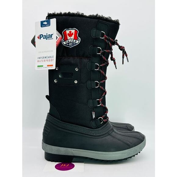 Pajar Women's Jess Black Tall Waterproof Nylon Puffer Winter Snow Boots Size 7 - Picture 1 of 16